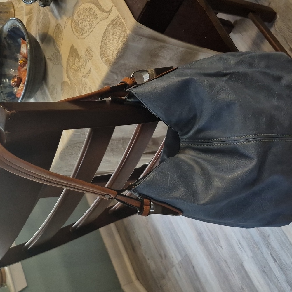 NWOT Blue Vegan Leather Shoulder Bag